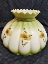 Antique Aladdin Rayo Lamp Shade GWTW Green Boutique 10” Fitter Yellow Flower Vtg picture