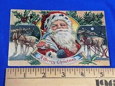 1910 RARE Santa Claus Early Postcard Merry Xmas Reindeer art Victorian Toys  picture