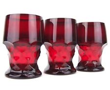 3 Ruby Red Glass Georgian Honeycomb Drinking Tumbler 5