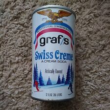 Vintage GRAFS SWISS CREME  Soda Pop Can - PULL TAB Straight Steel - MILWAUKEE WI picture