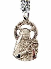 Sterling Silver Cut Out Saint St Therese of Liseaux Charm Medal, 7/8 Inch picture