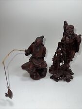 Asian Resin Fisherman Diety With Boy Lot Of 2 picture