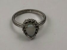 Vintage Faux Opal Ring 18KT HGE Size 5-3/4 Finish Loss MISSING RHINESTONES Poor picture