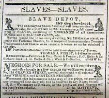 1854 New Orleans LOUISIANA newspaper w 2 illustrated Ads - NEGR0 SLAVES FOR SALE picture
