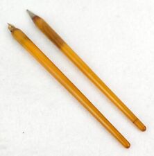 Nice Vintage Pair Of Butterscotch Bakelite Quill Pen 14k Nib & Mechanical Pencil picture