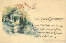 1921 New Year Greetings Winsch Antique Postcard 1c stamp Vintage Post Card picture