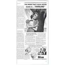 1938 Print Ad Mum Takes Odor Out of Perspiration Poor Carol Never Called Darling picture