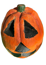 Vintage Hand Carved COCONUT Halloween JACK O LANTERN Pumpkin picture