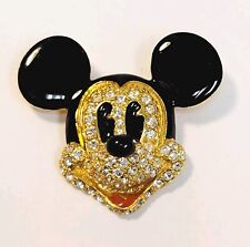 Vintage Napier Disney Mickey Mouse 3D Face Jeweled Pin Brooch Rhinestone Enamel picture