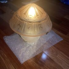 MULLER FRERES French ART DECO table lamp vaseline/uranium glass Shade IS cracked picture