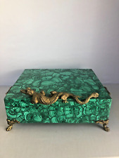 Vintage Large and Impressive Hinged  Malachite box with Dragon picture