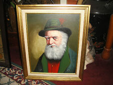 Stunning Jewish Oil Painting On Canvas-Rabbi Religious Man W/Hat Signed Petta picture