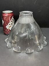 Vintage Holophane F7 Focusing Ruffle Glass Deco Torchiere Pendant Lamp Shade MCM picture