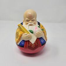 Vintage Buddha Old Man Painted Multicolor Asian Chinese Style Ceramic Coin Bank picture
