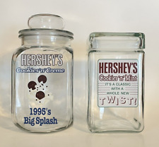 Vtg Hershey's Cookies 'n' Mint & Cookies 'n' Creme Glass Advertising Canisters picture