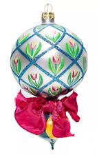Rare Vtg MACKENZIE-CHILDS Double Ball Drop Tulip Floral Glass Christmas Ornament picture