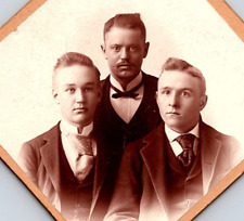 c.1893 Uniquely Shaped CDV Photograph Square Shape Three Well Dressed Young Men picture