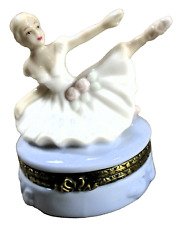 Vintage Porcelain Ballerina Trinket Box Hinged picture