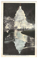 Washington D. C. c1920's United States Capitol Building, Night, vintage car picture