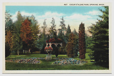 Coeur d' Alene Park Spokane Washington WA Gazebo Pavilion Linen  Postcard picture