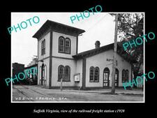 OLD 8x6 HISTORIC PHOTO OF SUFFOLK VIRGINIA THE RAILROAD DEPOT STATION c1920 picture