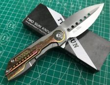 TwoSun TS440-GOLD Titanium Framelock Flipper 14C28N Blade  picture