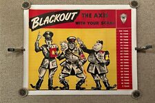 Original WWII Anti Axis Poster Blackout The Axis With Your Scrap Linen 35.5x45” picture