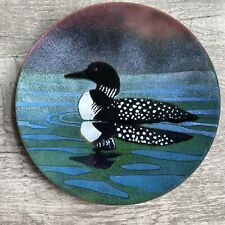 Rare Vintage Norman Brumm LOON Enamel Copper Plate 8 1/2” Signed, Collectible picture