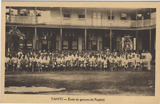 TAHITI French Polynesia Papeete Complete School of Boys CPA 1930-1940 RARE picture