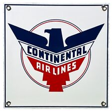 VINTAGE CONTINENTAL AIRLINES PORCELAIN SIGN AIRPORT GAS STATION PUMP PLATE picture