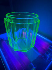 RARE Antique Vaseline Glass Tobacco Jar Green Uranium Art Deco Humidor Pipe picture