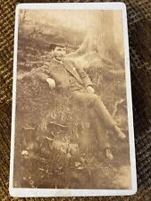 Victorian CDV Photo Man In Hat Outdoors w/ Tree c. 1890s picture