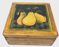 Vintage Decorative Wood Box Hinged Pears Telle M. Stein 1997 Keepsake Farm Chic picture