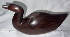 Vintage Carved Solid Ironwood Duck Decor Figurine Dark Brown Stain Finish 8.25” picture