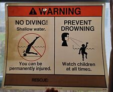 vintage no diving  swimming warning vinyl plastic sign shallow water pool drown picture