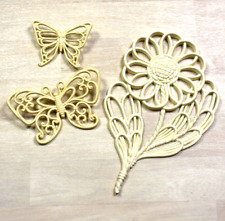 70s Wall Hanger Butterflies Flower Daisy VTG 1970s Lot of 3 Homco Burwood picture