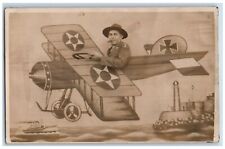 WWI Postcard RPPC Photo Soldier Surreal Fantasy German Airplane Fair c1940's picture