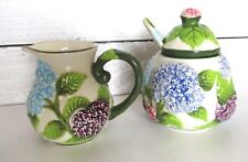 Temptations by Tara Figural Floral Multi Hydrangea Creamer Sugar Bowl Set picture