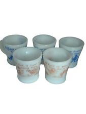Lot Of 5 Fire King Milk Glass Anchor Hocking Mugs Blessings Poems D Handles Vtg picture