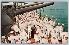 US Navy Recruits on Training Ship WWI WW1 Vtg Colortype Postcard No. 15 c 1910's picture