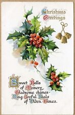 Christmas Greetings Holly Berries Poem Postcard picture