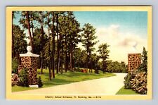 Fort Benning GA-Georgia, Infantry School Entrance, Vintage c1945 Postcard picture