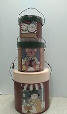 CRAZY MOUNTAIN Snowman, Teddy Bear, 3 Nesting Cardboard Canisters / Gift Boxes picture