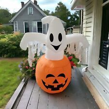 Airblown Friendly Pumpkin & Ghost 4ft Halloween Yard Inflatable picture