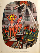 Vintage 1967 Sexy firefighter cartoon bar decoration decor pinup A312 picture