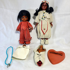 Vintage Cherokee Indian Dolls Baby Papoose Plastic/Suede beads Native American  picture