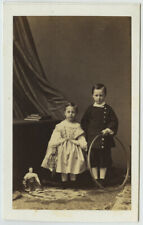 CDV 1860-70 Disderi & Co. Brother and sister with hoop and doll. Joeut. picture