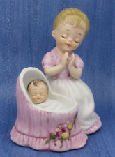 Vintage George Good Figurine Praying Mother Sister Baby Crib Porcelain picture