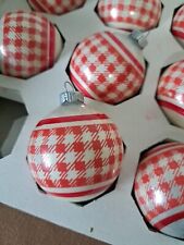 Shiny Brite Vintage Red Gingham Christmas Ornaments picture