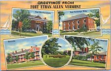 Postcard VT Fort Ethan Allen Greetings Army Post Multi Scene View Vermont  picture